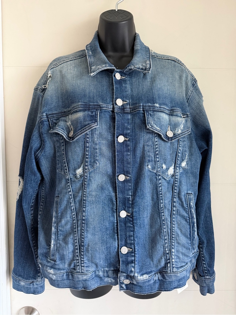 Mother  Distressed Blue Denim Jacket  Size L